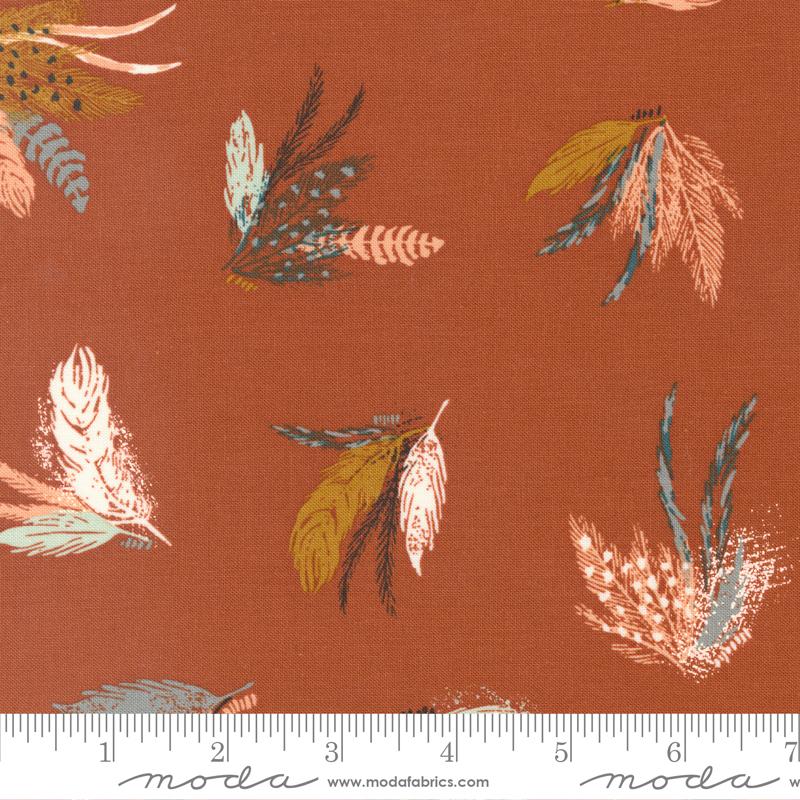 Printed Cotton Poplin - Woodland Wildflowers - Feather - Rust