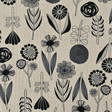 Lightweight Canvas - Bookhou - Flower - Black/Grey/Natural