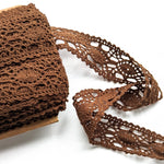 Crochet Look Lace Trim - 40mm Dark Brown