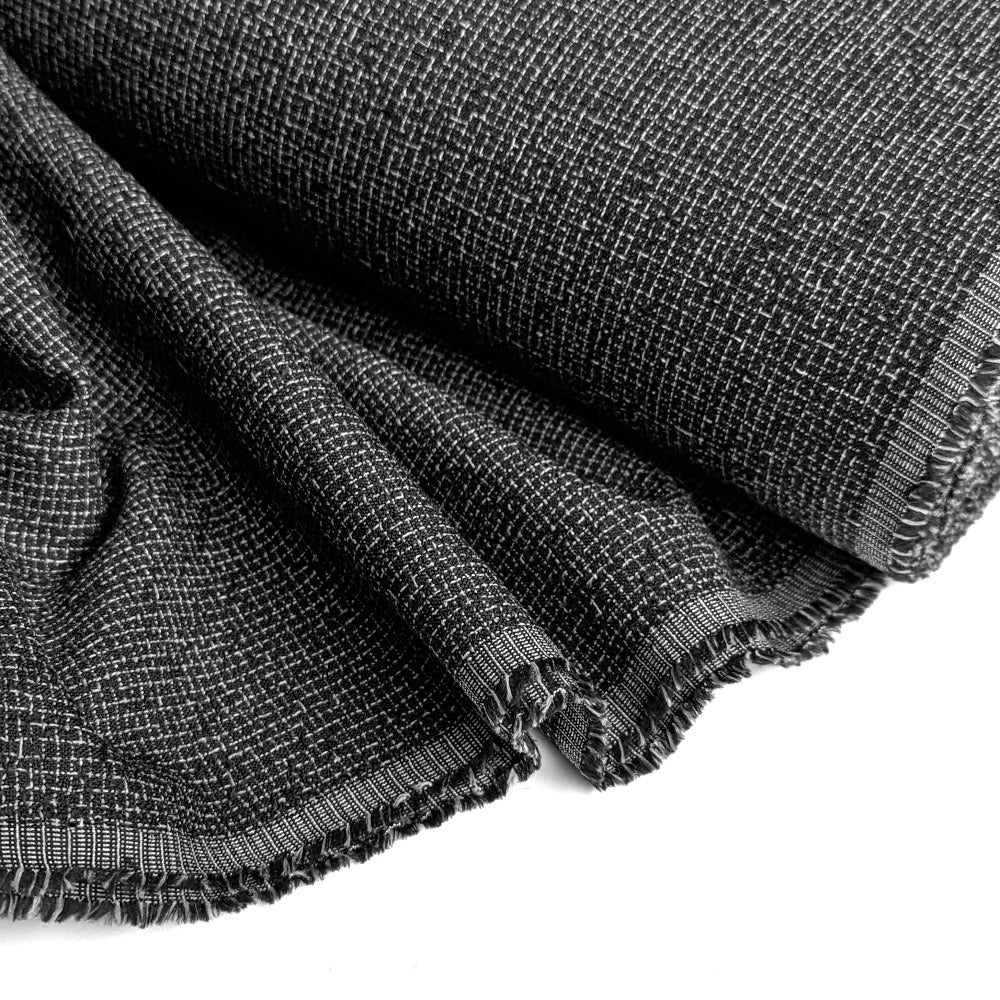 Italian Hatch-Weave Soft Cotton - Black Melange