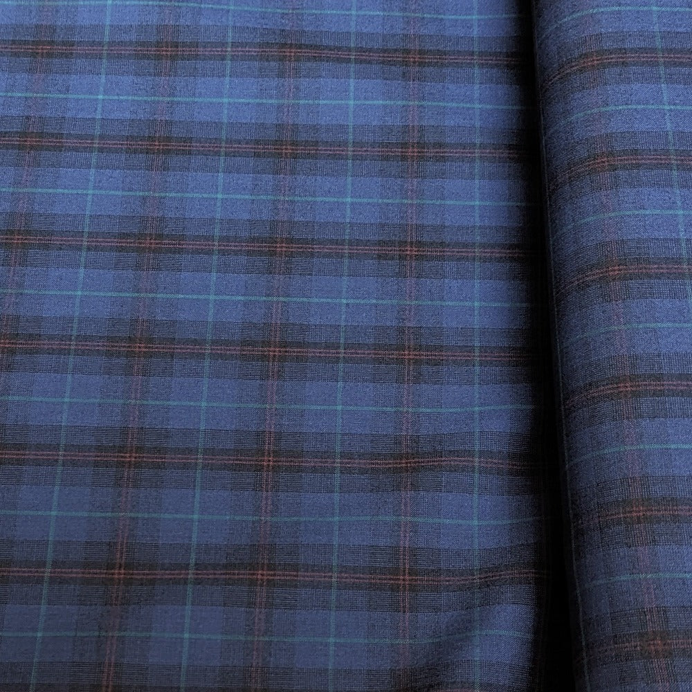 Fine Wool Check Suiting - Royal/Cherry - No. 30