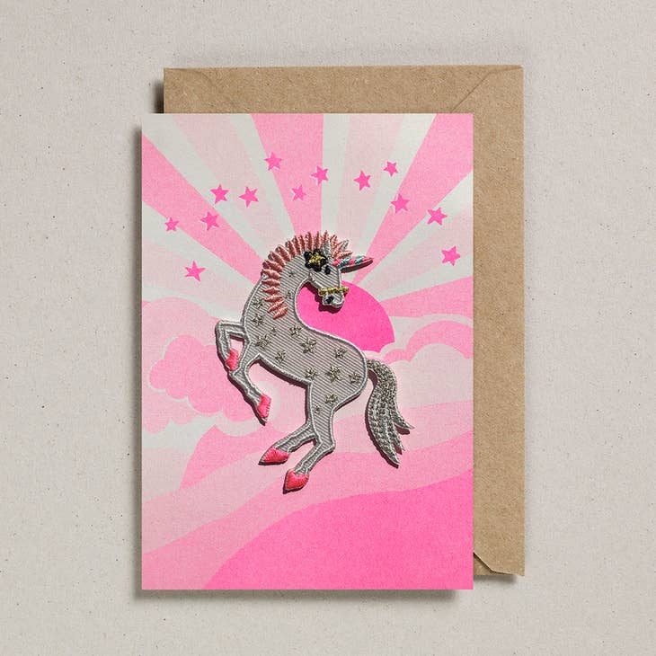 Iron-On Patch Greetings Card - Sunshine Unicorn
