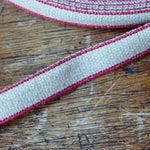 Linen Ribbon - Red Edge 12mm