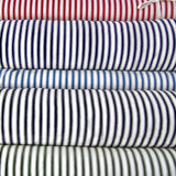 striped red and cream cotton ticking fabric