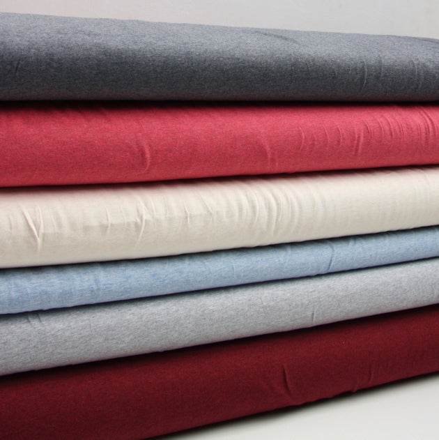 stack of melange soft cotton stretch jersey fabric