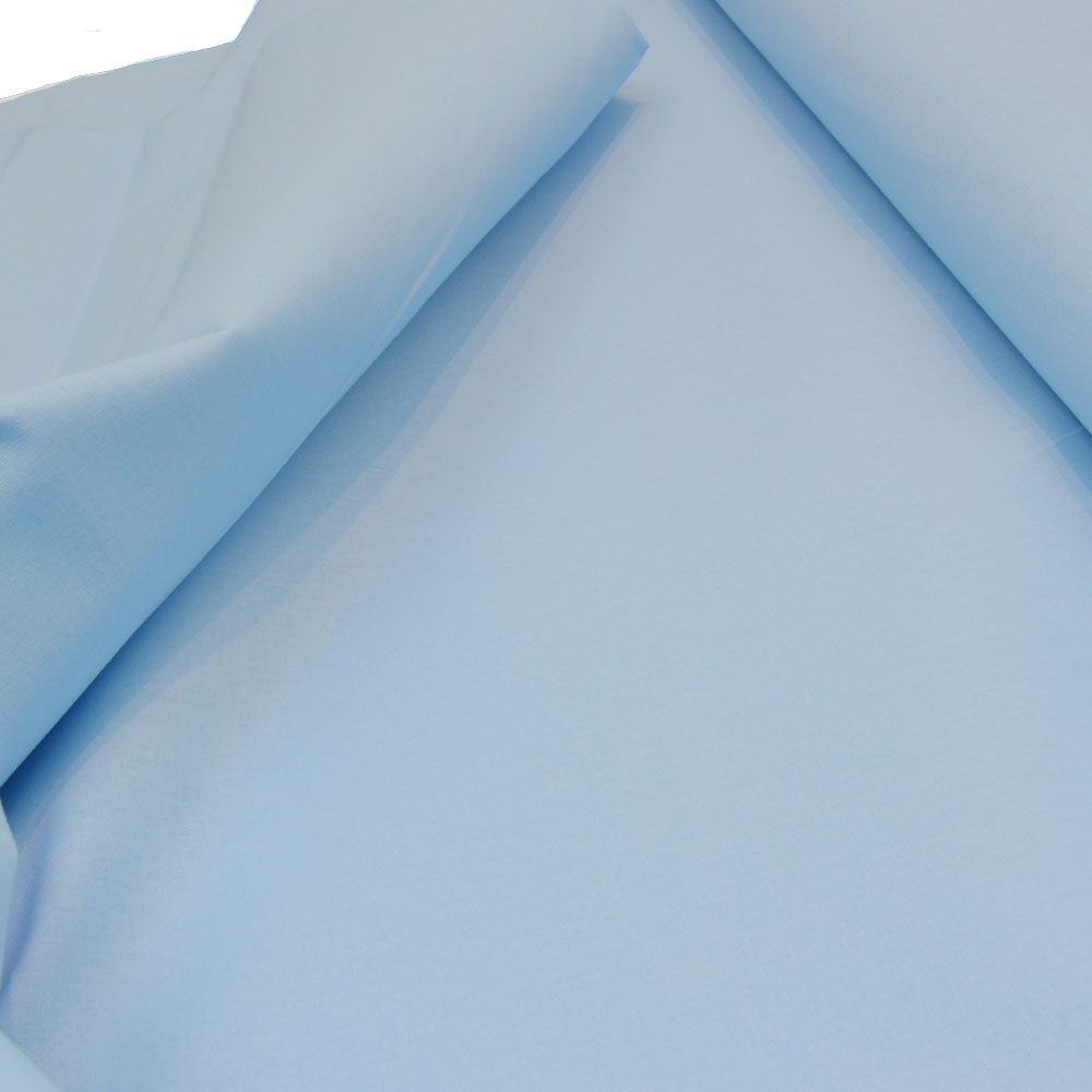 plain wide cotton fabric in light blue
