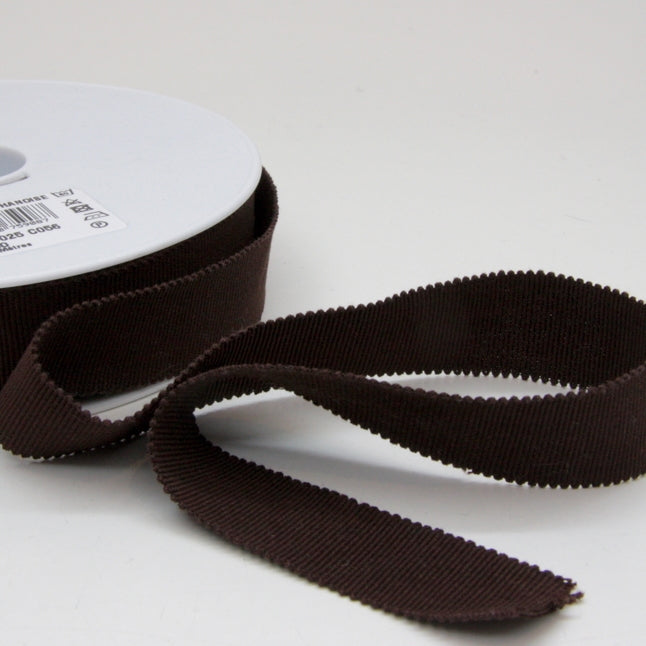 Cotton Grosgrain Ribbon 25mm - Chocolate
