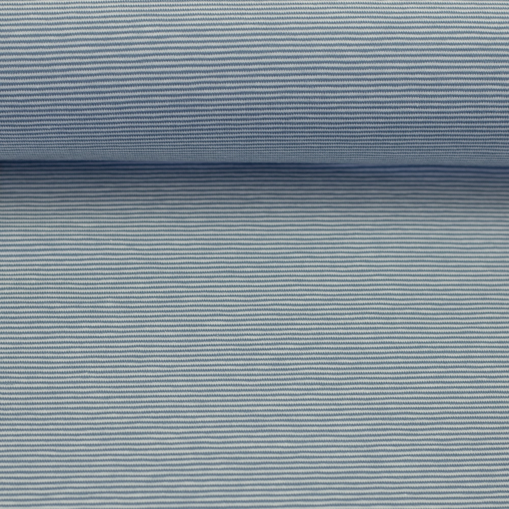 Needle Stripe Cotton Jersey - Smokey Blue / Ecru