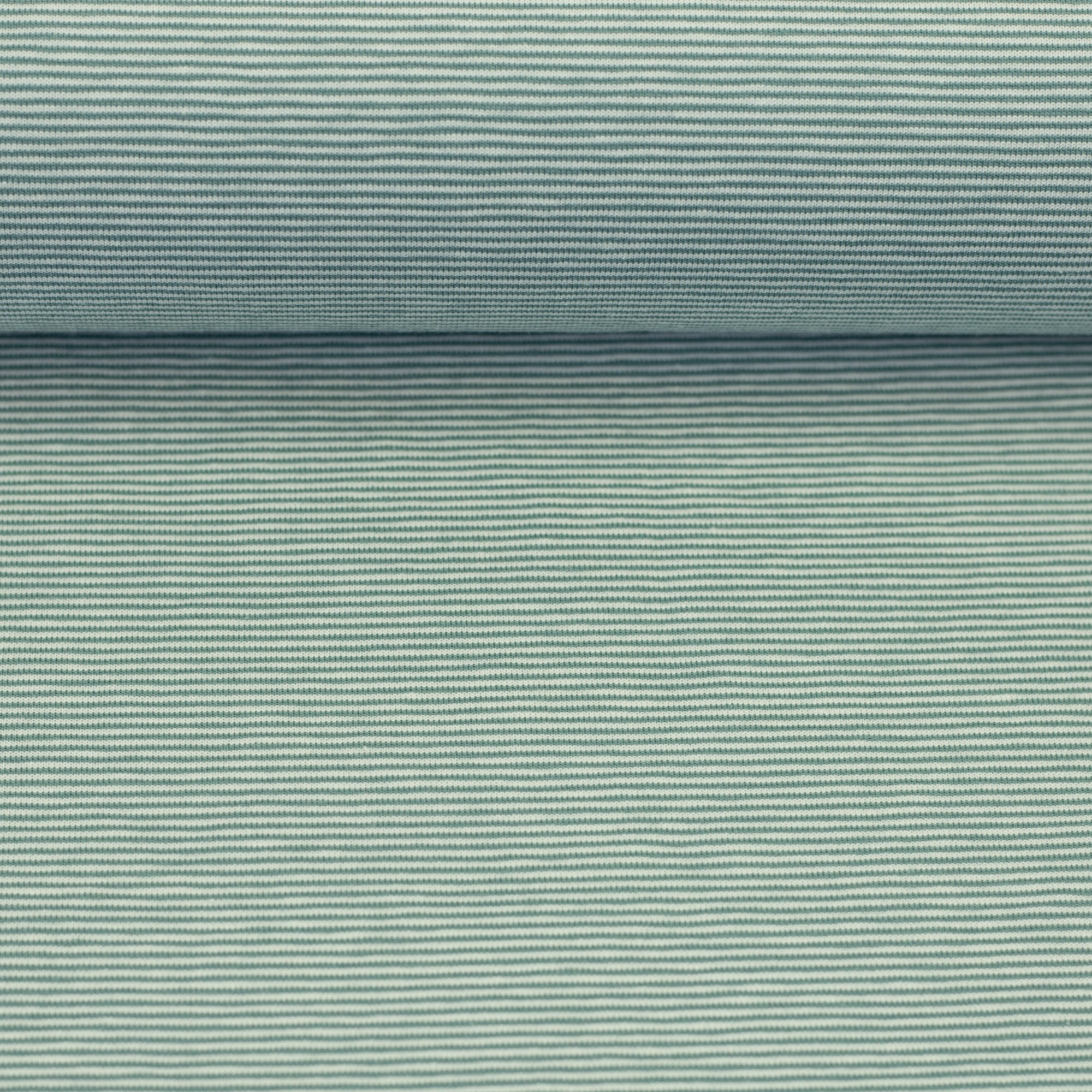 Needle Stripe Cotton Jersey - Emerald / Ecru