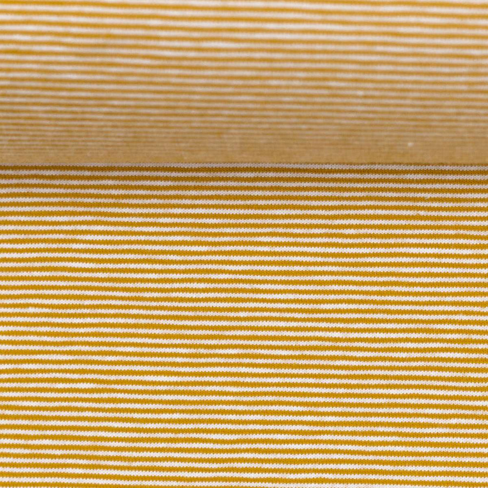 Needle Stripe Cotton Jersey - Goldenrod / White