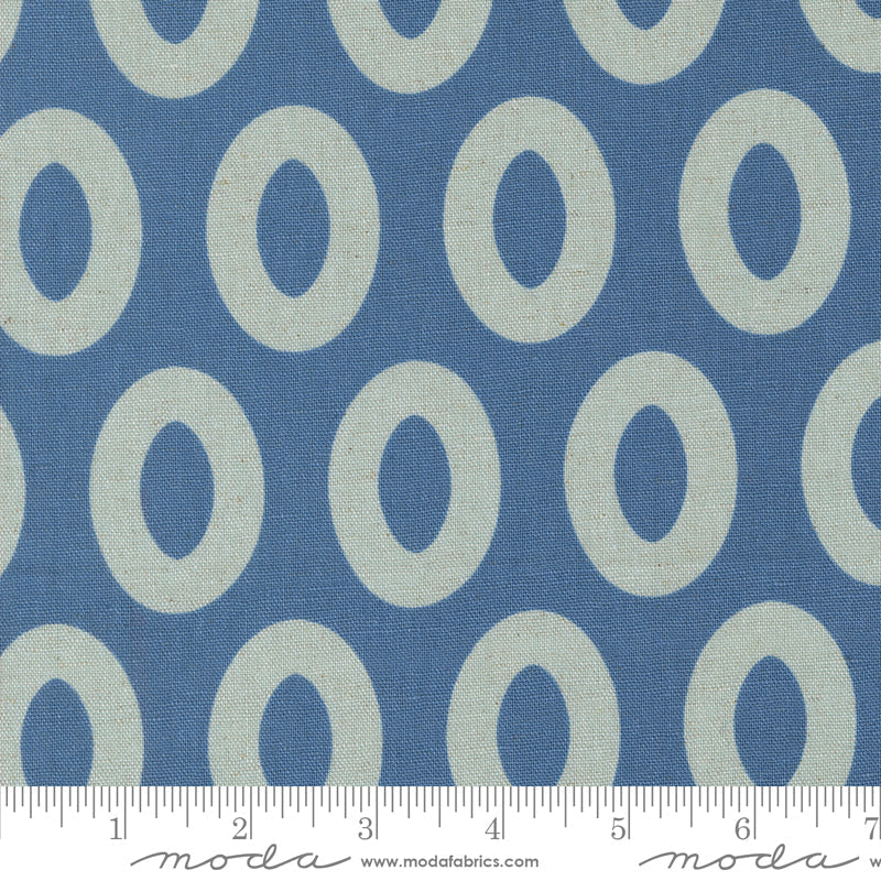Printed Cotton Linen Mix - Urban Whisper - Loop Geometric Dots -Denim