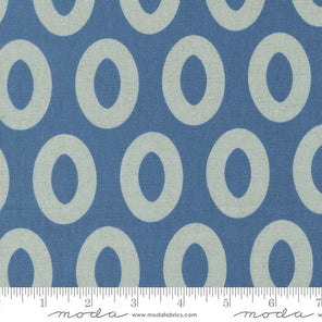 Printed Cotton Linen Mix - Urban Whisper - Loop Geometric Dots -Denim