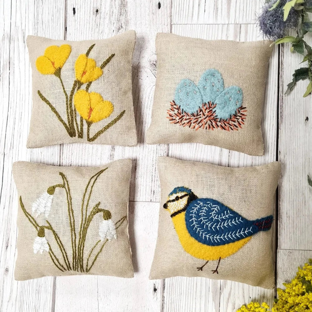 Embroidery Kit - Linen Lavender Bags - Spring Garden