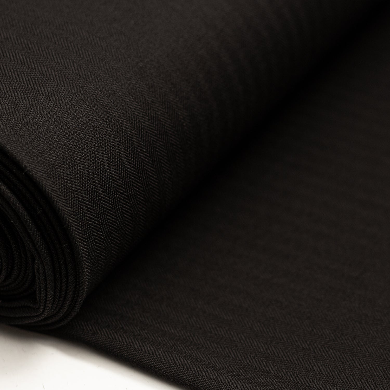 Herringbone Wool Suiting - Black