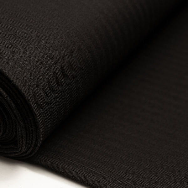 Herringbone Wool Suiting - Black
