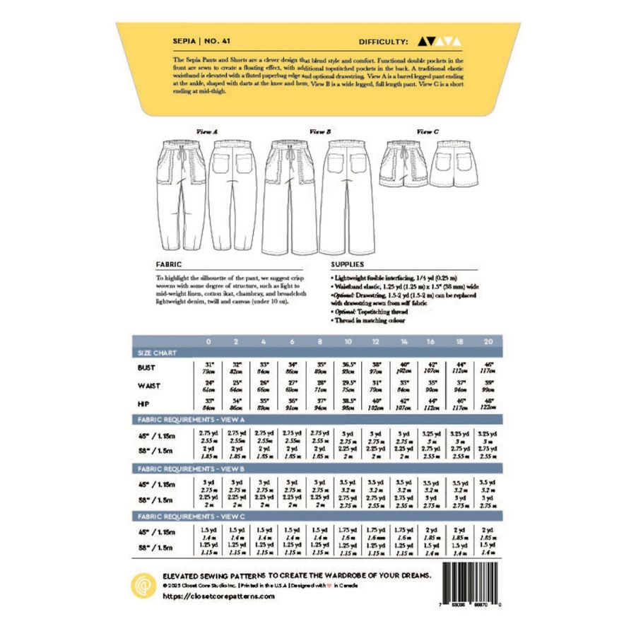 Closet Core Patterns - Sepia Pants & Shorts