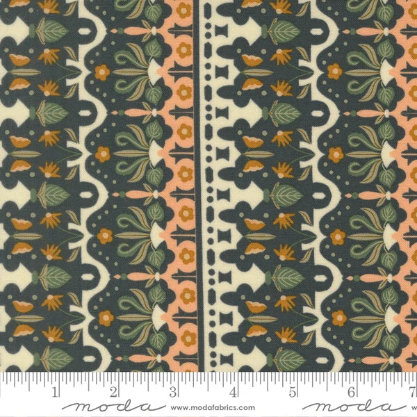 Printed Cotton Poplin - Jessica Rose - Sunlit Ruins - Dusk Aegis Stripe
