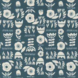 Printed Cotton Poplin - Folk and Lore - Lake Bloom