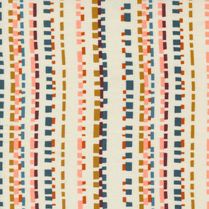 Printed Cotton Poplin - Folk and Lore - Eggshell Cuboid