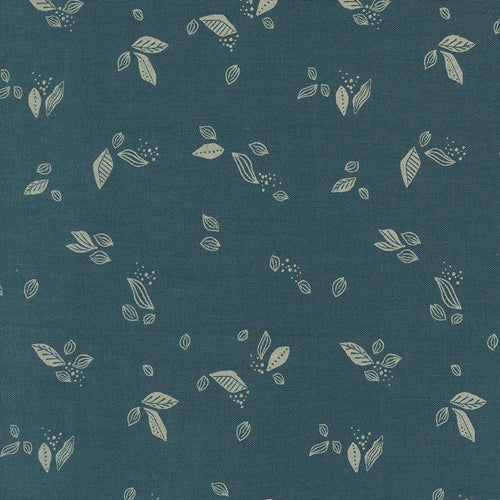 Printed Cotton Poplin - Folk and Lore - Teal Leaf