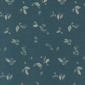 Printed Cotton Poplin - Folk and Lore - Teal Leaf