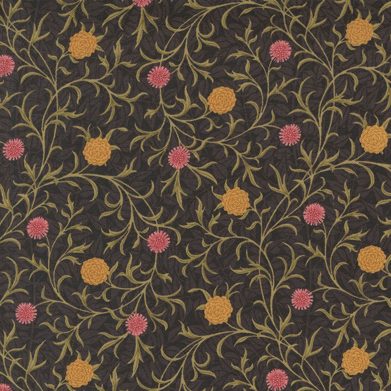 Printed Cotton Poplin - Morris Manor - Rosette - Ebony