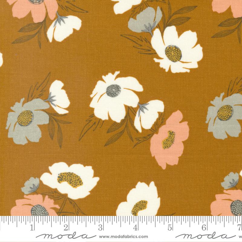 Printed Cotton Poplin - Woodland Wildflowers - Bloom Florals - Caramel