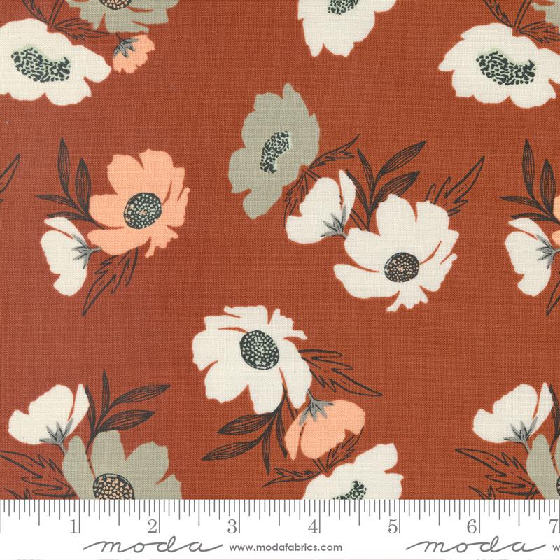 Printed Cotton Poplin - Woodland Wildflowers - Bloom Florals - Rust