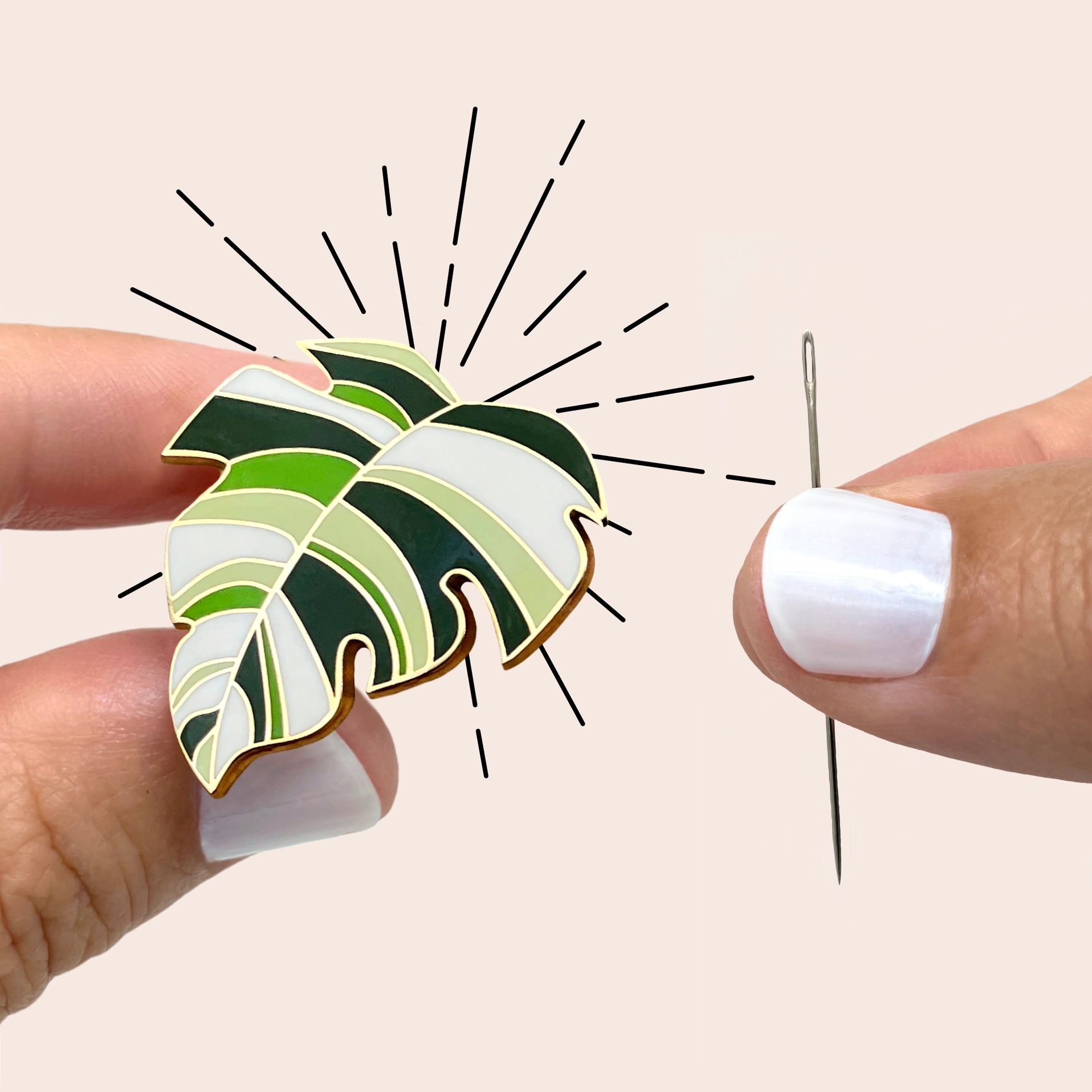 Embroidery and Sage - Magnetic Needle Minder - Monstera Leaf