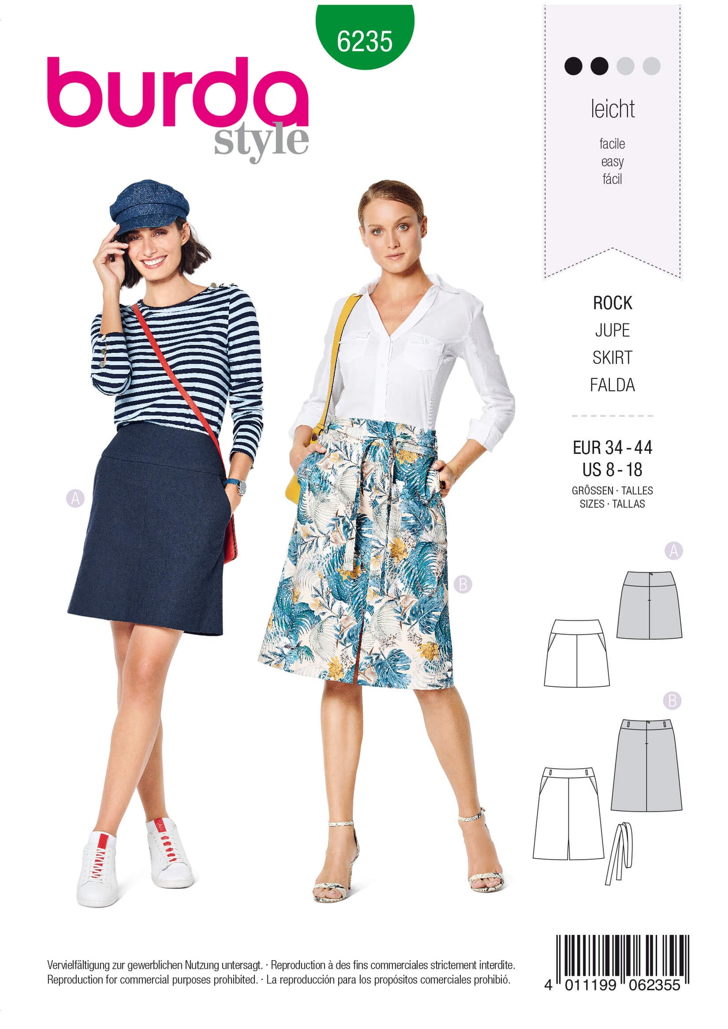 Burda 6235 - Misses Skirt Pattern In Two Lengths