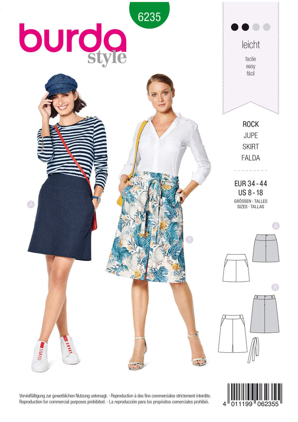 Burda 6235 - Misses Skirt Pattern In Two Lengths