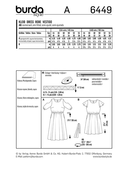 Burda 6449 - Misses Plus Size Dress Pattern