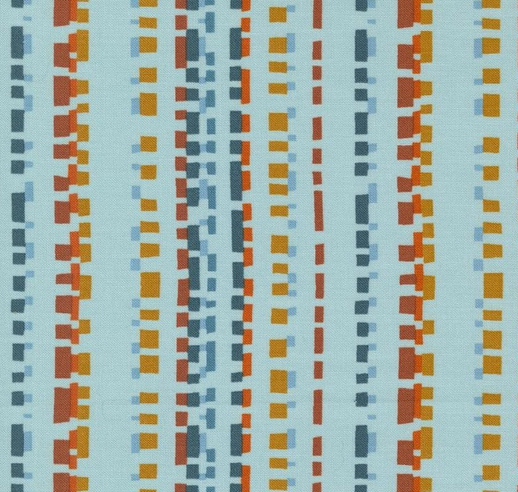 Printed Cotton Poplin - Folk and Lore - Mist Cuboid