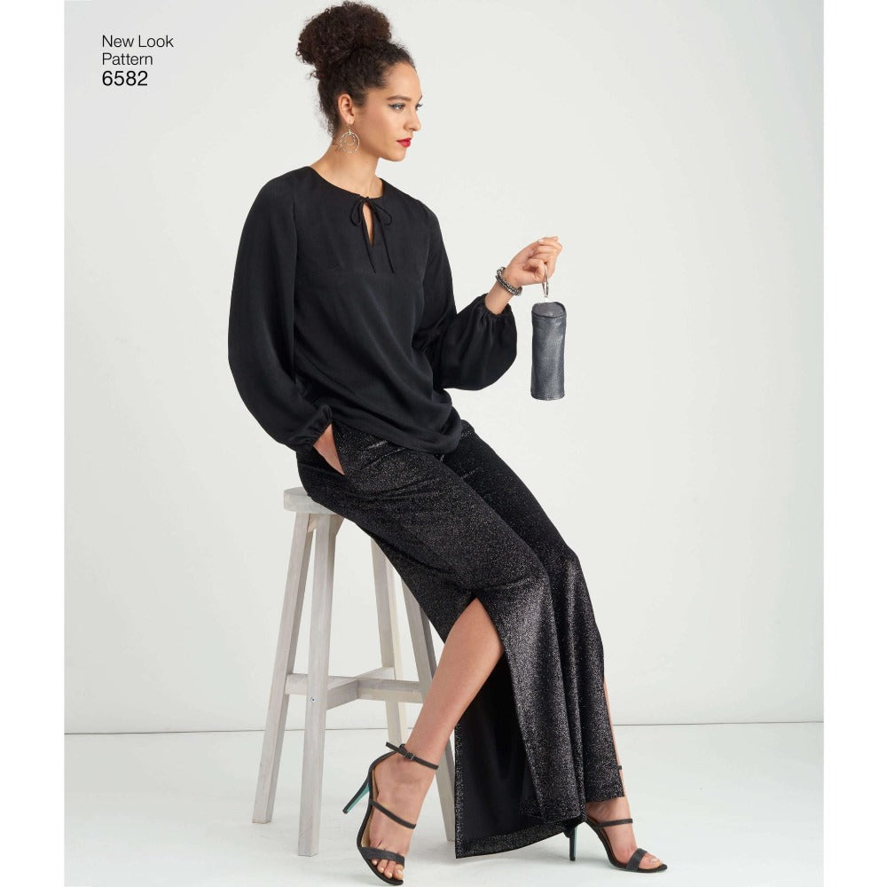 New Look Women's 6582 - Misses’ Pant, Top and Clutch Bag