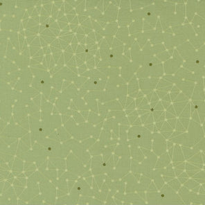 Printed Cotton Poplin - Olive You - Constellations - Sage