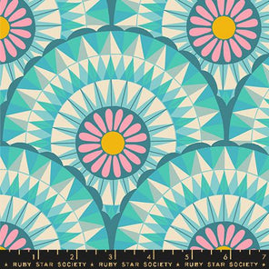 Printed Cotton Poplin - Carousel by Ruby Star - Turquoise Kaleidoscope