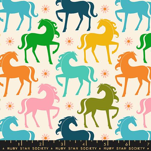Printed Cotton Poplin - Carousel by Ruby Star - Natural Pony