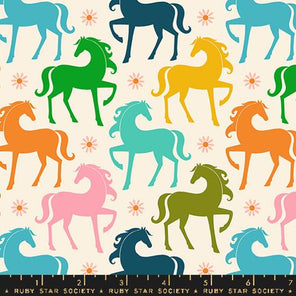 Printed Cotton Poplin - Carousel by Ruby Star - Natural Pony