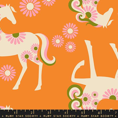 Lightweight Cotton Canvas - Carousel by Ruby Star - Burnt Orange