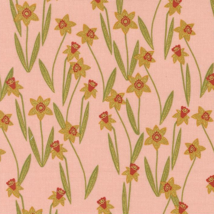 Printed Cotton Poplin - Bee Garden - Daffodils - Rose