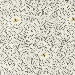 Printed Cotton Poplin - Bee Garden - Bee Flight - Porcelain