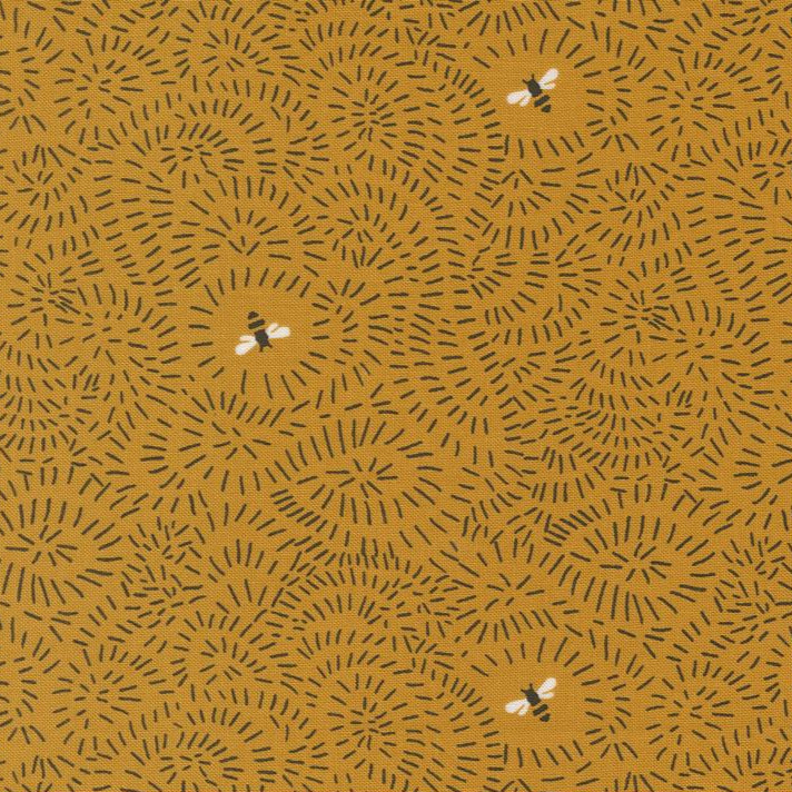 Printed Cotton Poplin - Bee Garden - Bee Flight - Beeswax