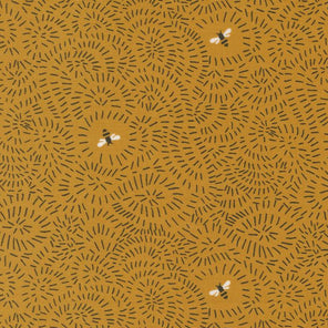 Printed Cotton Poplin - Bee Garden - Bee Flight - Beeswax