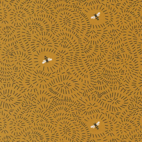 Printed Cotton Poplin - Bee Garden - Bee Flight - Beeswax