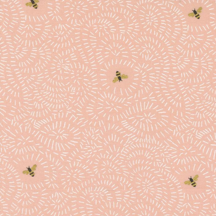 Printed Cotton Poplin - Bee Garden - Bee Flight - Rose