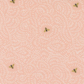 Printed Cotton Poplin - Bee Garden - Bee Flight - Rose