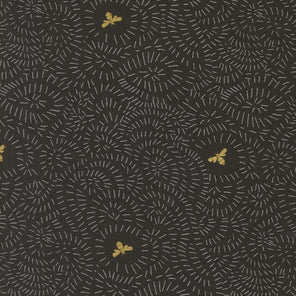 Printed Cotton Poplin - Bee Garden - Bee Flight - Black