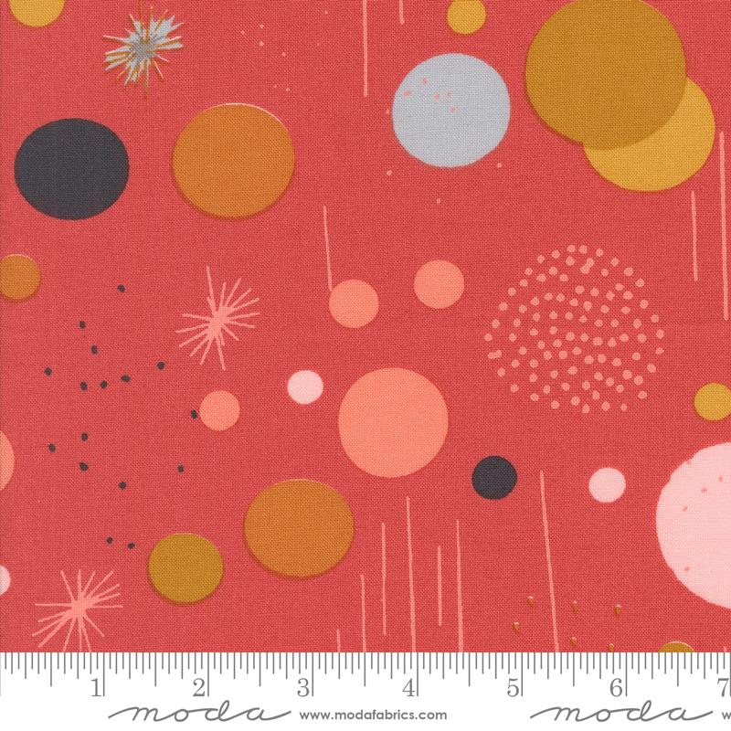 Printed Cotton Poplin - Simply Cozy - Playful Modern Dots - Persimmon