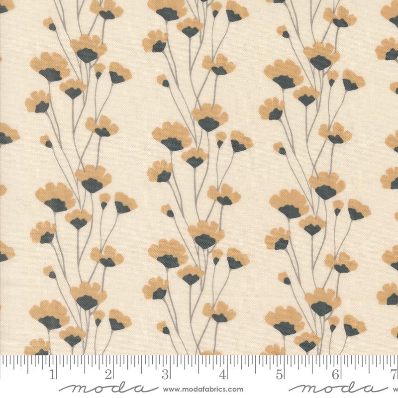 Printed Cotton Poplin - Rainier - Flower Chain - Tan