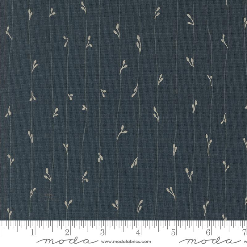 Printed Cotton Poplin - Rainier - Budding Stripes - Deep Sea